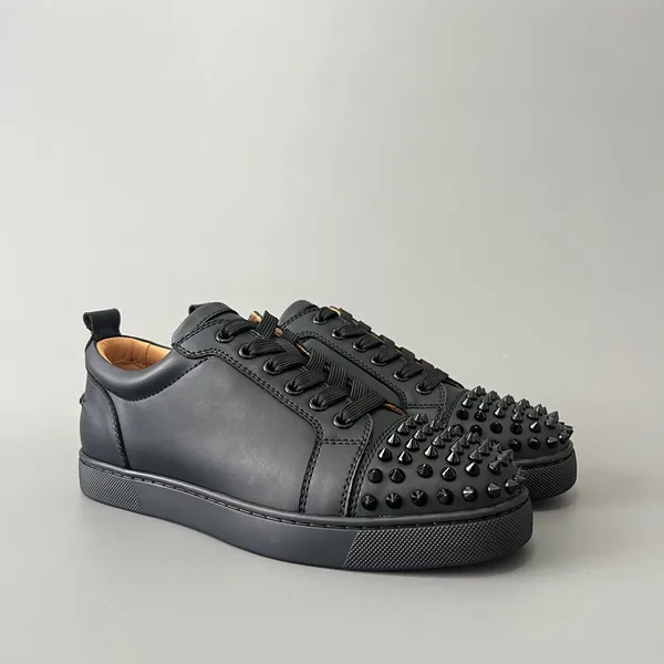 Christian Louboutin Louis Junior Spikes Sneakers Black with Black Sole product view 4