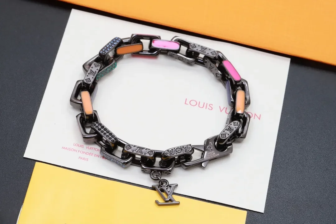 Louis Vuitton Color Enamel Monogram Link Bracelet Black with Multicolor Accents product view 2