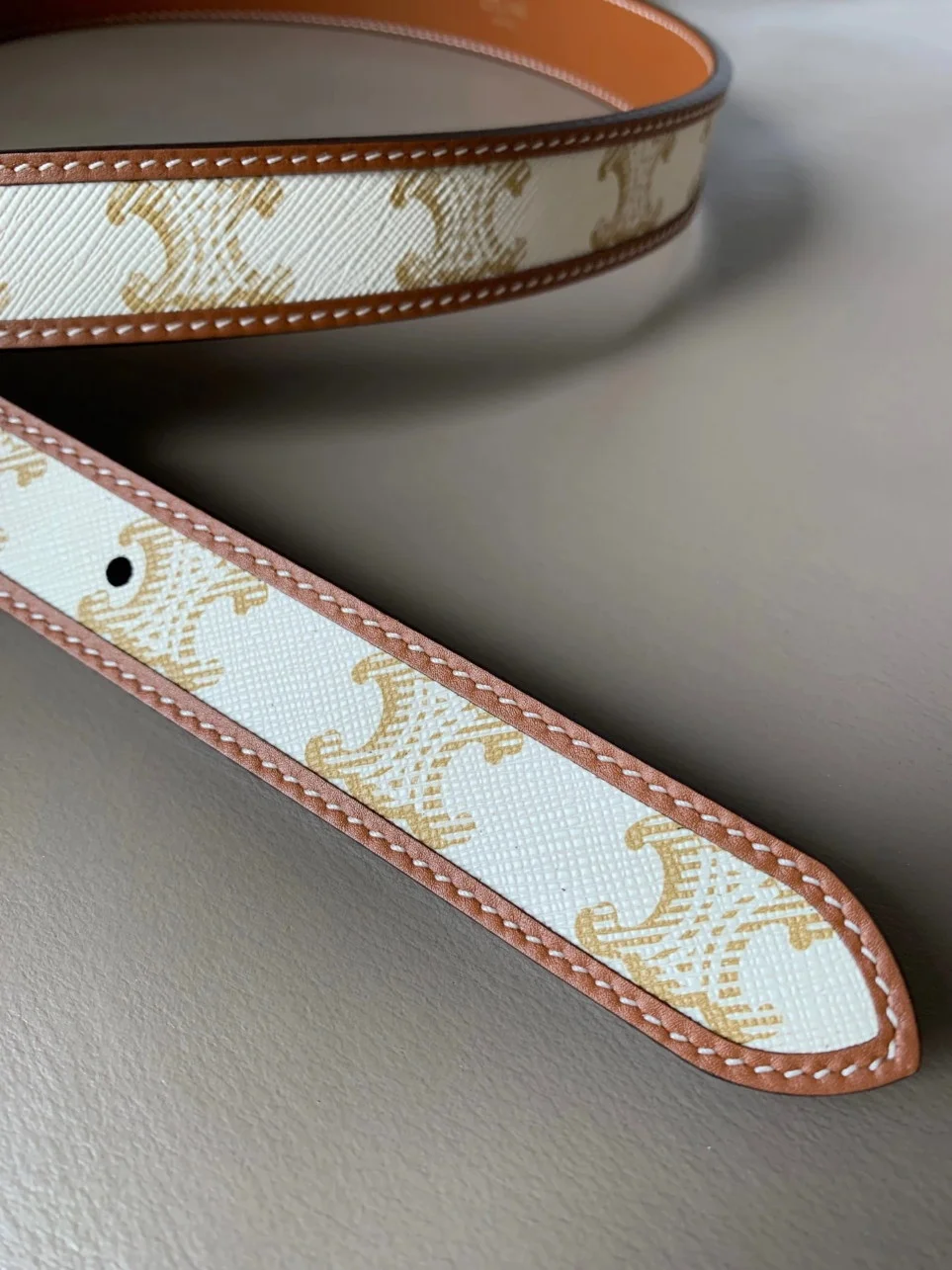 Celine Medium Triomphe Belt 25MM in White Triomphe Canvas product view 3