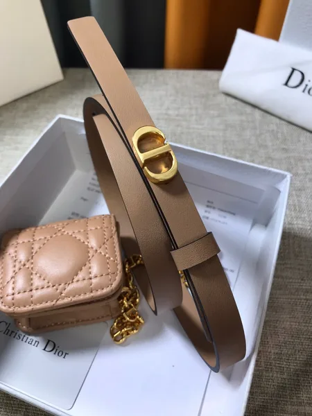 Dior Caro 15MM Belt with Removable Pouch in Beige Calfskin product view 2