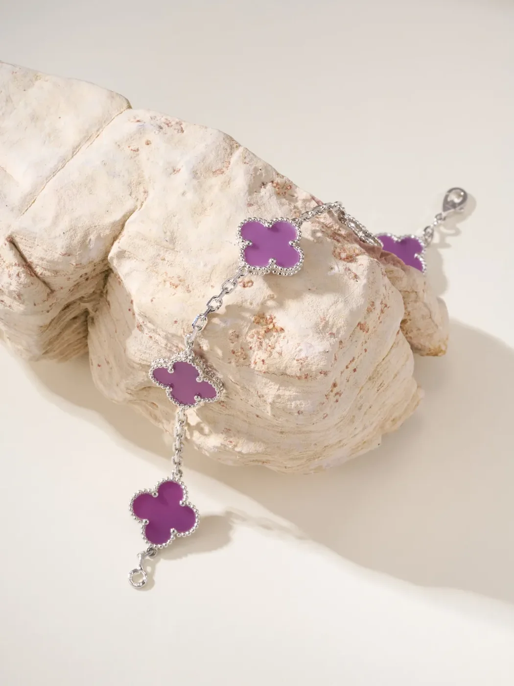 Van Cleef  Arpels Alhambra Purple Five-Clover Silver-Tone Bracelet product view 2
