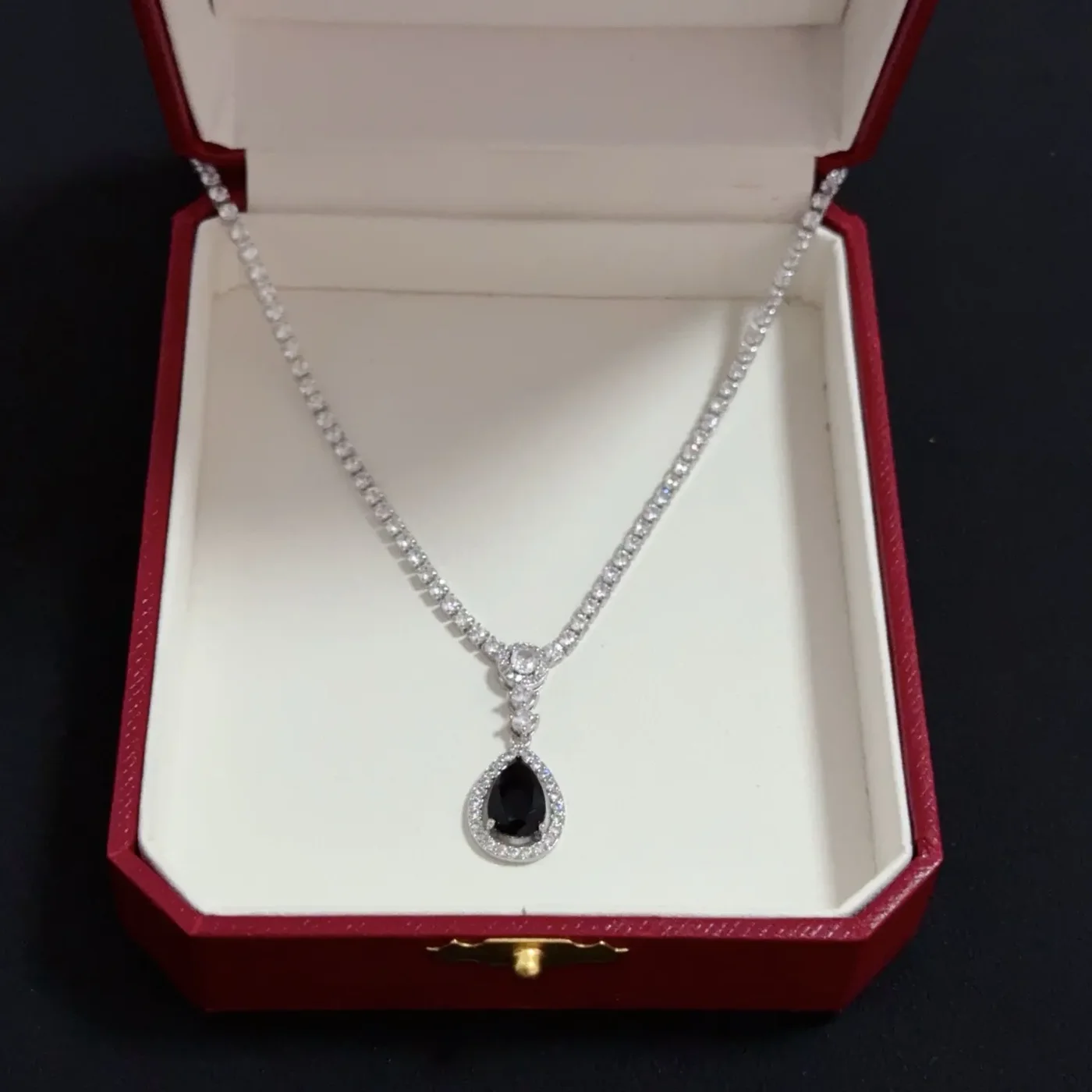 Cartier Black Pear-Shaped Silver-Tone Pendant Necklace product view 2
