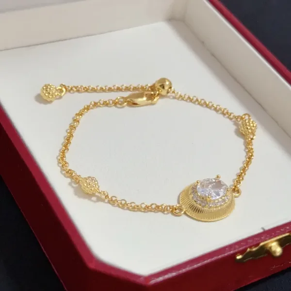 Cartier Gold-Tone Chain Bracelet with Round Pave-Effect Center product view 3