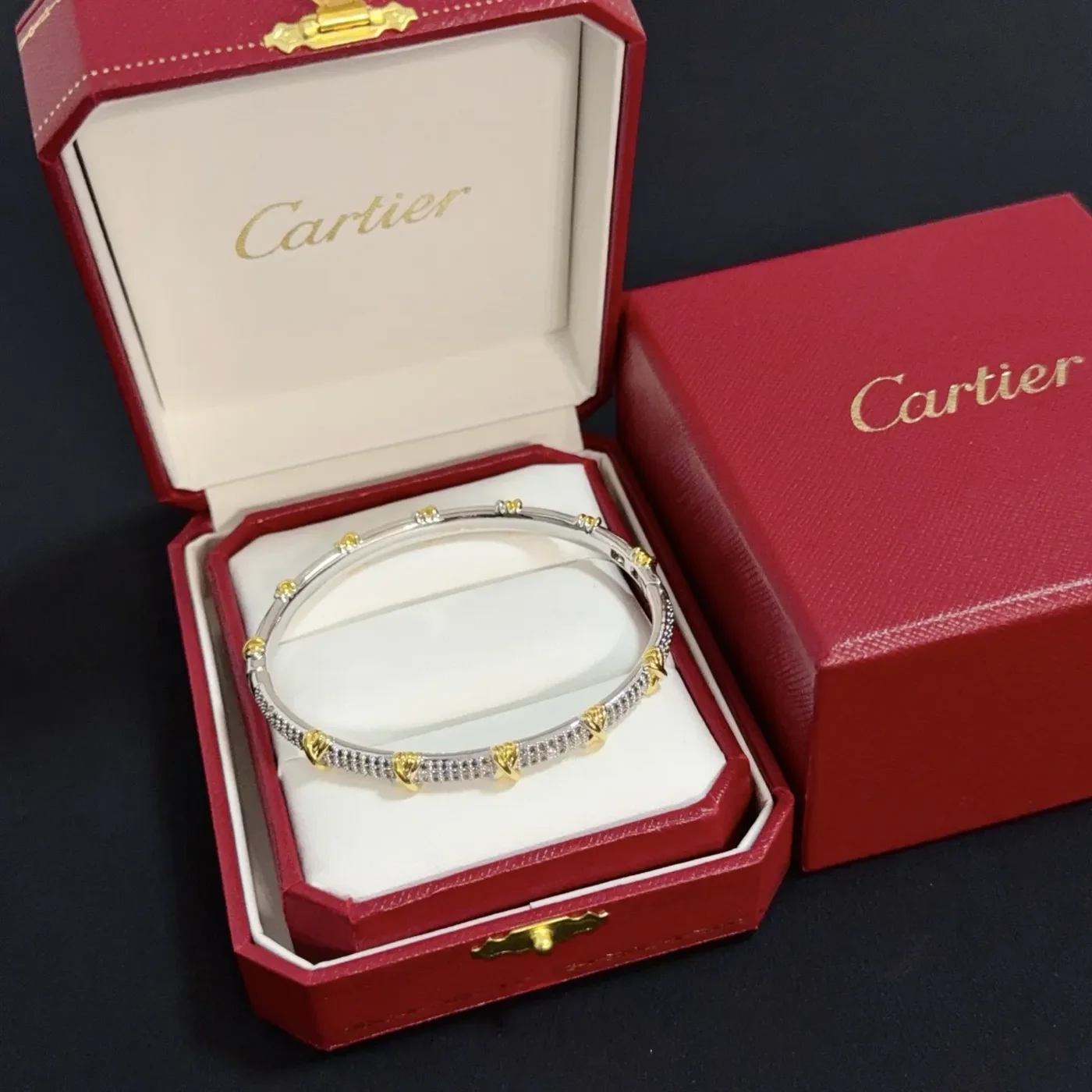 Cartier Two-Tone Beaded Bangle Bracelet product view 1