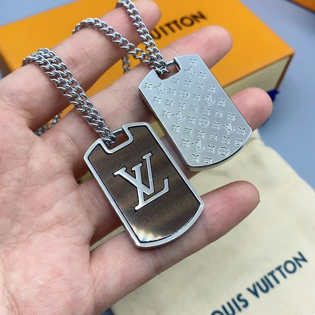 Louis Vuitton Reversible LV Tag Pendant Necklace Silver-Tone product view 3