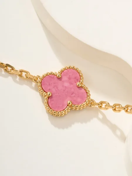 Van Cleef  Arpels Alhambra Pink Five-Clover Gold-Tone Bracelet product view 6