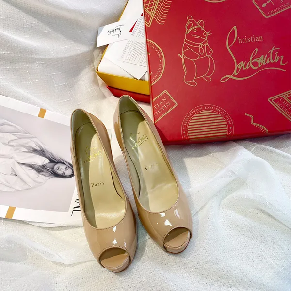 Christian Louboutin New Very Prive 120 Peep-Toe Platform Pumps Nude Pink product view 3