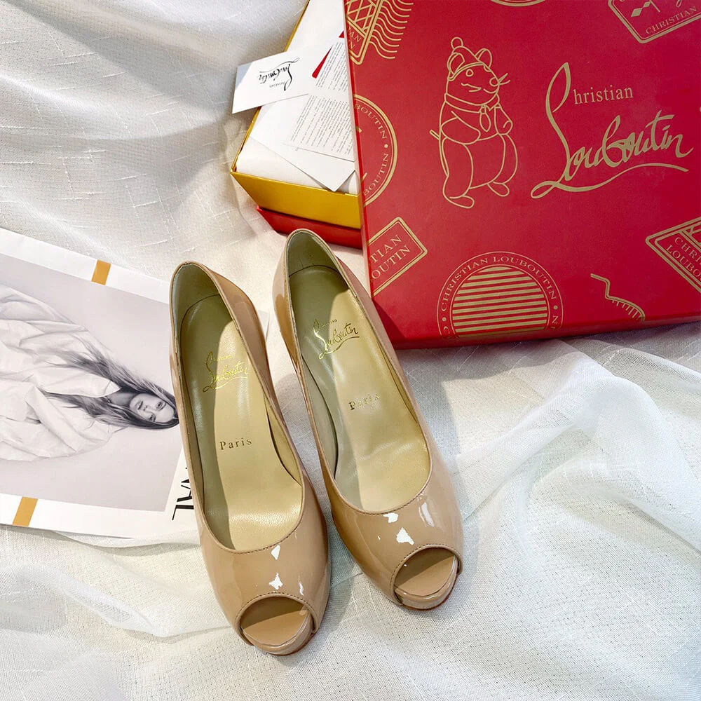 Christian Louboutin New Very Prive 120 Peep-Toe Platform Pumps Nude Pink product view 3